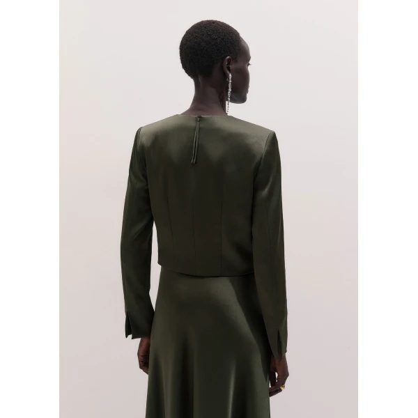 ME+EM Long Sleeve Crop Top in Bay Green, view 6 | Tops | Coveti