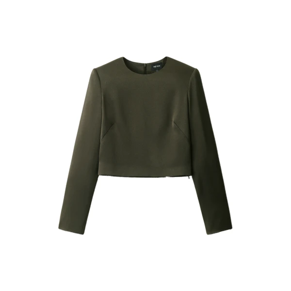 ME+EM Long Sleeve Crop Top in Bay Green | Tops | Coveti