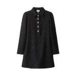 ME+EM Lurex Boucle Statement Button Mini Dress in Black | Mini Dresses | Coveti