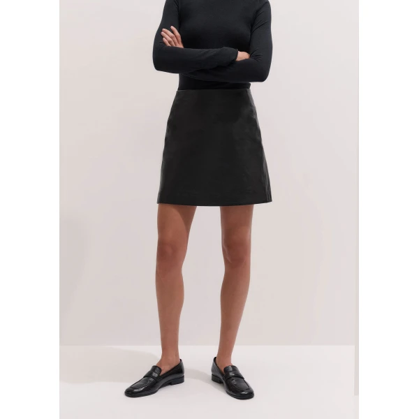 ME+EM Luxe A-Line Mini Skirt in Black Brown
