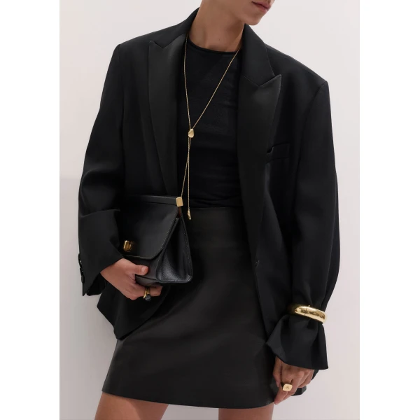 ME+EM Luxe A-Line Mini Skirt in Black Brown