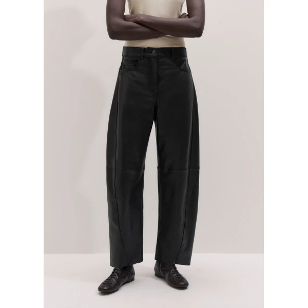 ME+EM Luxe Barrel Trouser in Black/Brown