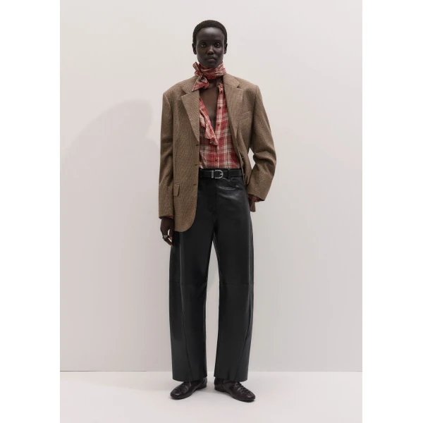 ME+EM Luxe Barrel Trouser in Black/Brown