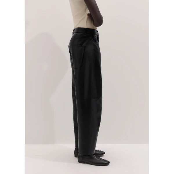 ME+EM Luxe Barrel Trouser in Black/Brown