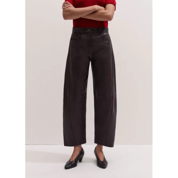 ME+EM Luxe Barrel Trouser in Merlot Red