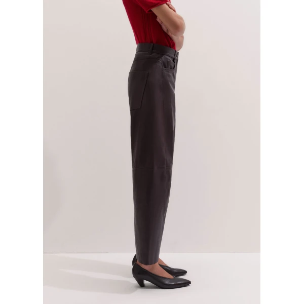 ME+EM Luxe Barrel Trouser in Merlot Red