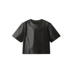 ME+EM Luxe Box Tee in Black/Brown