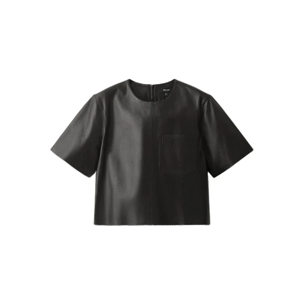 ME+EM Luxe Box Tee in Black/Brown