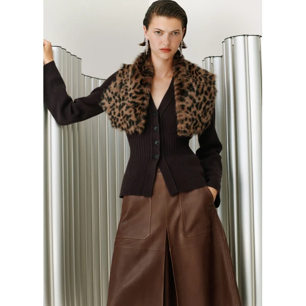 ME+EM Luxe Collar Scarf in Tan/Black