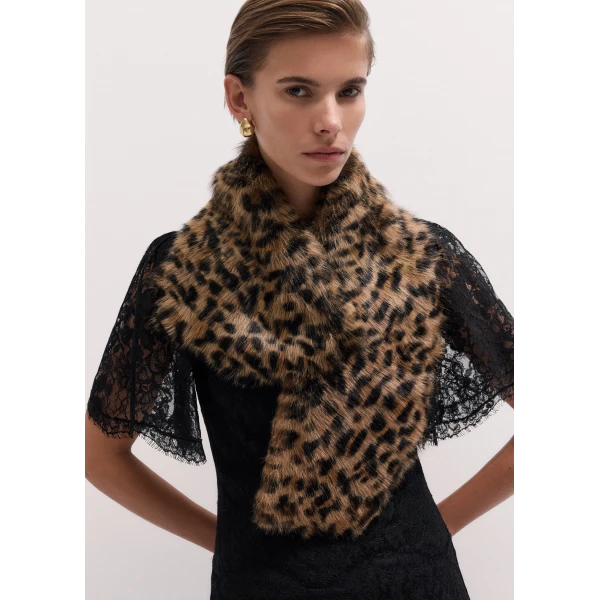 ME+EM Luxe Collar Scarf in Tan/Black