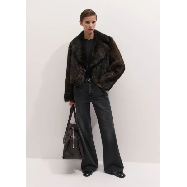 ME+EM Luxe Crop Jacket in Black Brown