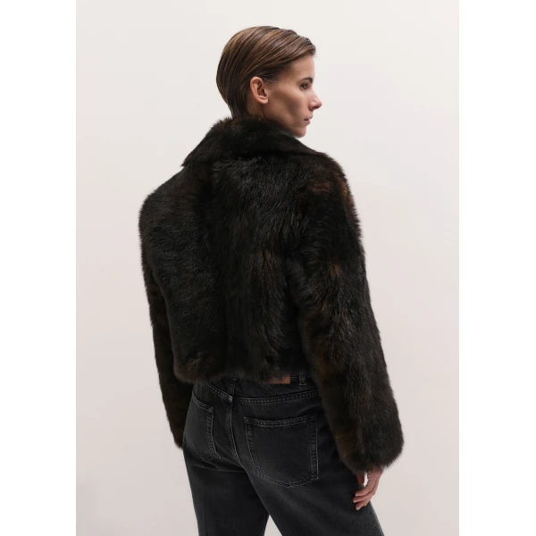 ME+EM Luxe Crop Jacket in Black Brown