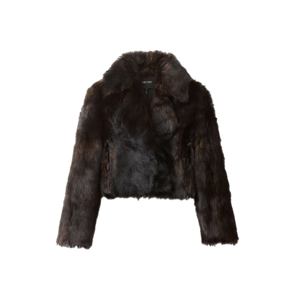 ME+EM Luxe Crop Jacket in Black Brown