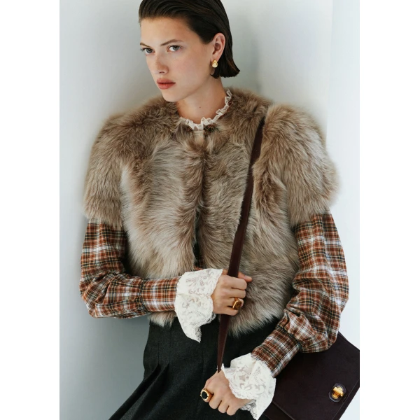 ME+EM Luxe Crop Jacket in Caramel, view 2 | Jackets | Coveti