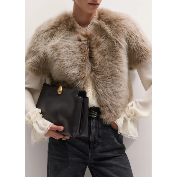ME+EM Luxe Crop Jacket in Caramel, view 3 | Jackets | Coveti