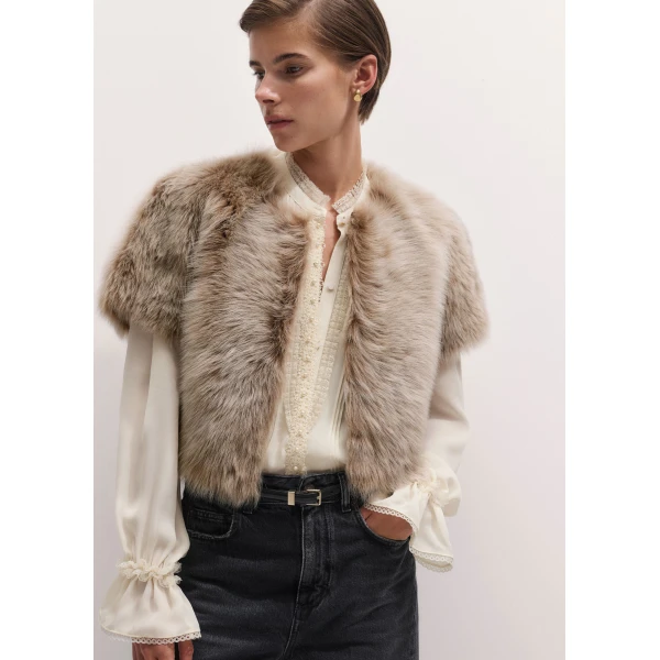ME+EM Luxe Crop Jacket in Caramel, view 4 | Jackets | Coveti
