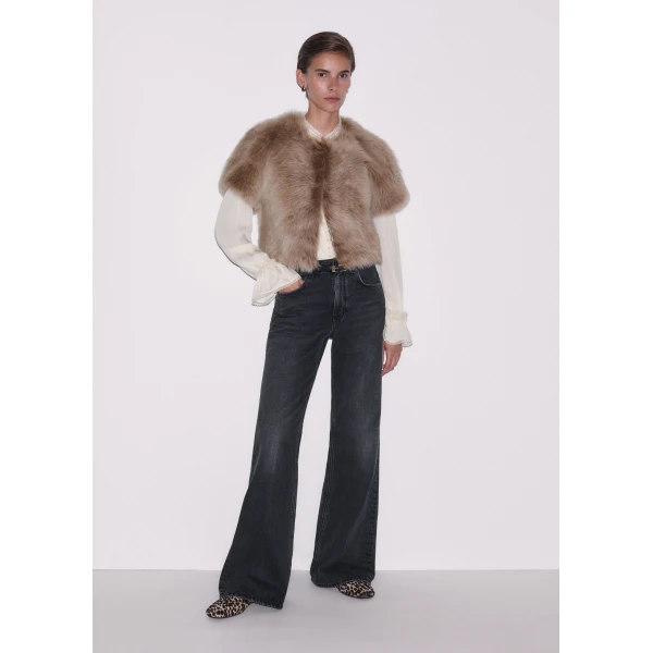 ME+EM Luxe Crop Jacket in Caramel, view 5 | Jackets | Coveti