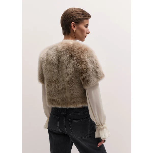 ME+EM Luxe Crop Jacket in Caramel, view 6 | Jackets | Coveti