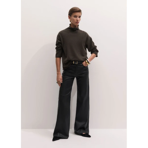 ME+EM Luxe Leg Elongator Trouser in Black Brown