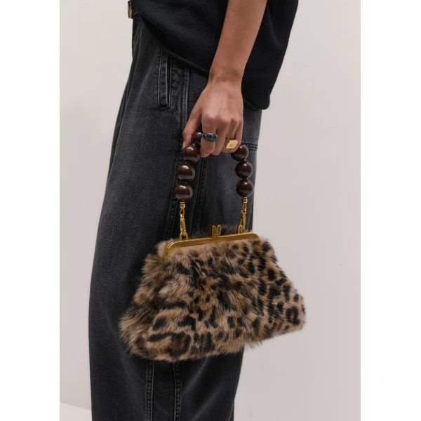 ME+EM Luxe Leopard Bag in Tan/Black, view 2 | Shoulder & Crossbody Bags | Coveti