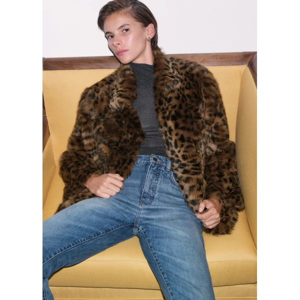 ME+EM Luxe Leopard Jacket in Pecan Brown, view 2 | Coats | Coveti
