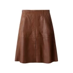 ME+EM Luxe Pleat Midi Skirt in Pecan Brown