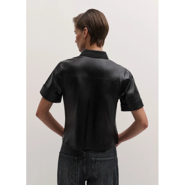 ME+EM Luxe Straight Shirt in Black Brown