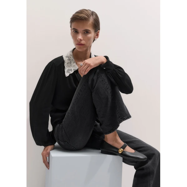 ME+EM Mary-Jane Ballet Flat in Black, view 2 | Flats | Coveti
