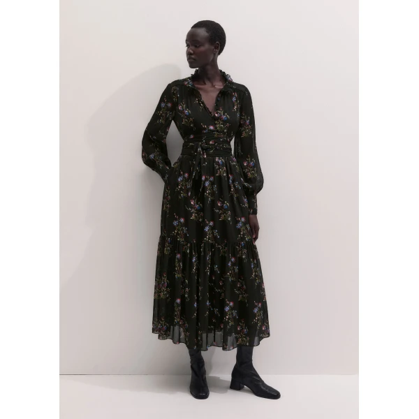 ME+EM Maxi Swing Dress in Black Multi