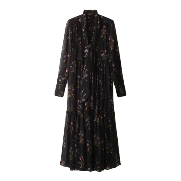 ME+EM Maxi Swing Dress in Black Multi