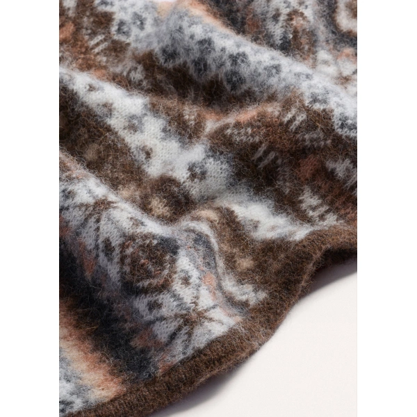 ME+EM Mini Triangle Knit Scarf in Chocolate Multi, view 4 | Scarves | Coveti