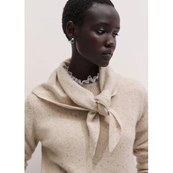 ME+EM Mini Triangle Knit Scarf in Cream