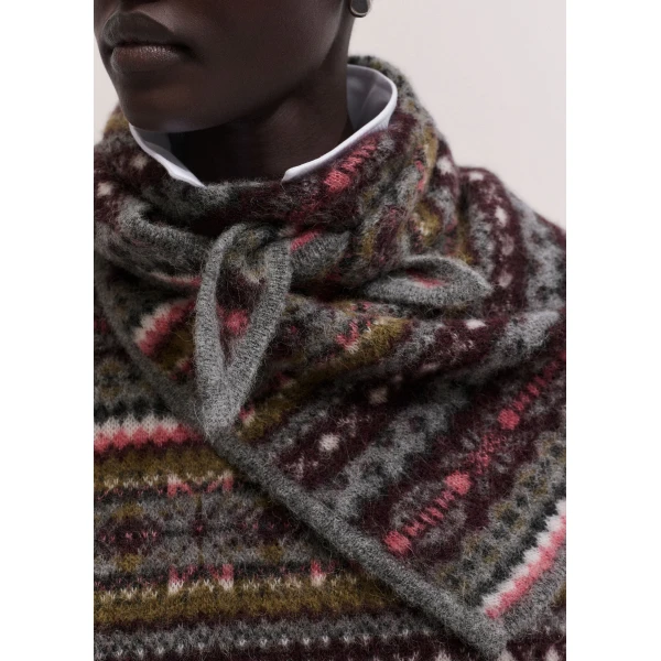 ME+EM Mini Triangle Knit Scarf in Grey Multi