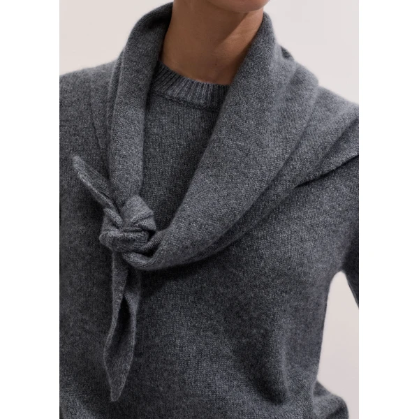 ME+EM Mini Triangle Knit Scarf in Mid Grey Mélange