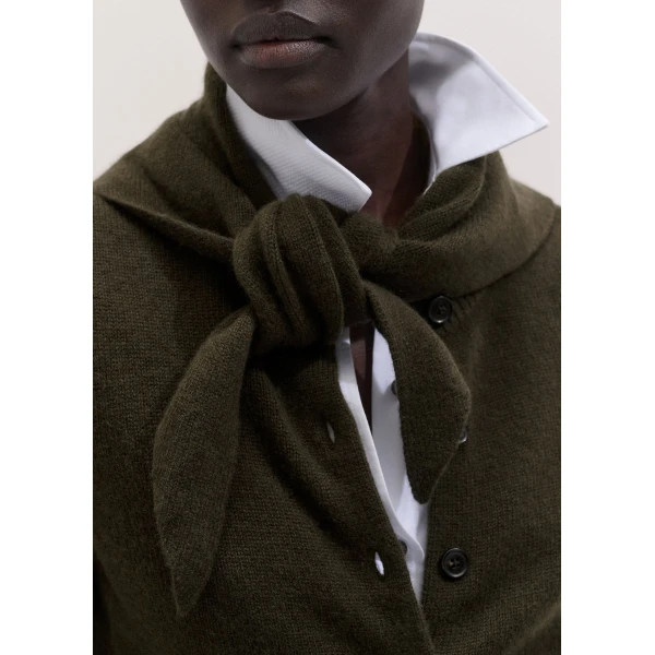 ME+EM Mini Triangle Knit Scarf in Rich Olive Green