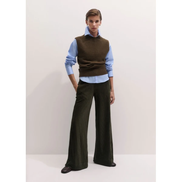 ME+EM Palazzo Pant in Rich Olive Green