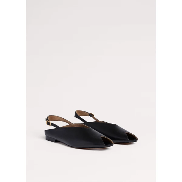 ME+EM Peep Toe Flat in Black
