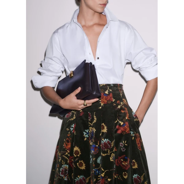 ME+EM Pleat Maxi Skirt in Green Multi, view 4 | Maxi Skirts | Coveti