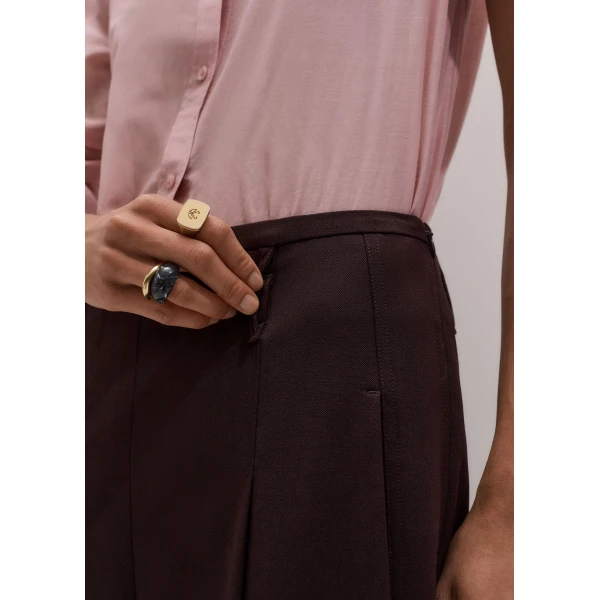 ME+EM Pleat Wide-Leg Trouser in Port Brown