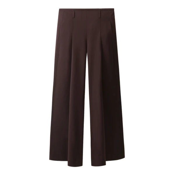 ME+EM Pleat Wide-Leg Trouser in Port Brown