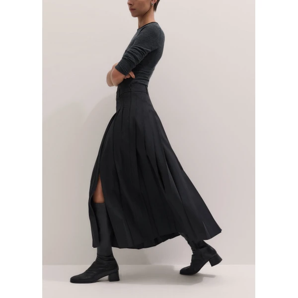 ME+EM Pleated Maxi Skirt in Charcoal