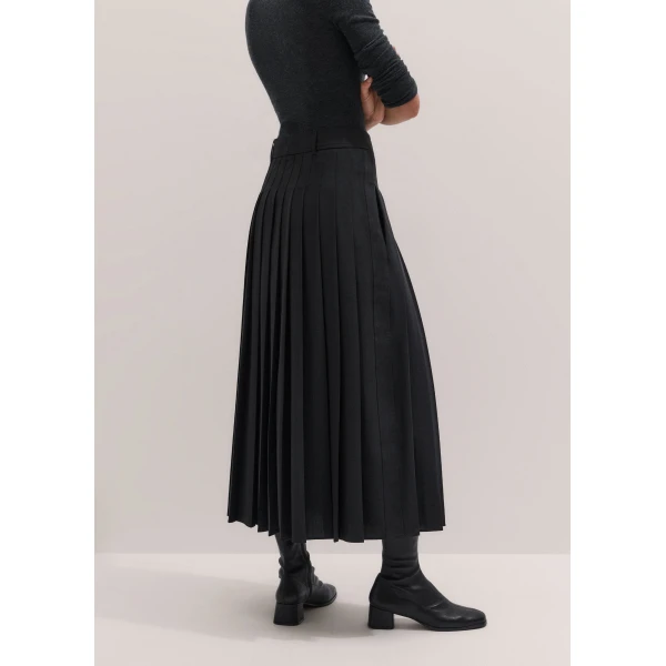 ME+EM Pleated Maxi Skirt in Charcoal
