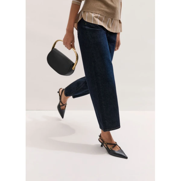 ME+EM Point Slingback Heel in Black, view 3 | Heels | Coveti