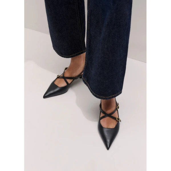ME+EM Point Slingback Heel in Black, view 4 | Heels | Coveti