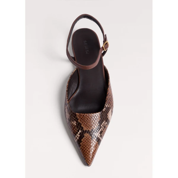 ME+EM Point Toe Flat in Tan/Chocolate, view 3 | Flats | Coveti