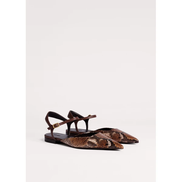 ME+EM Point Toe Flat in Tan/Chocolate, view 6 | Flats | Coveti