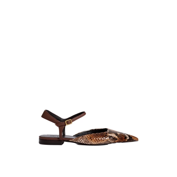 ME+EM Point Toe Flat in Tan/Chocolate