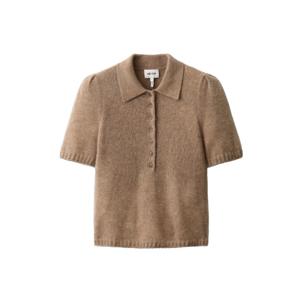 ME+EM Pouf Sleeve Knit Tee in Camel