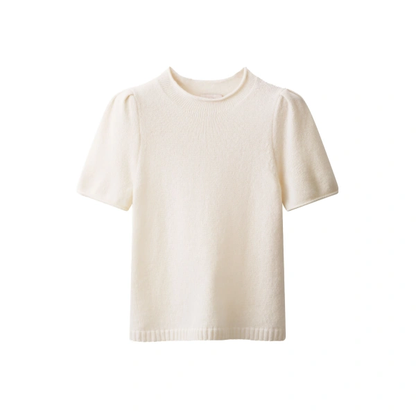 ME+EM Pouf Sleeve Knit Tee in Cream