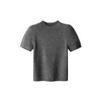 ME+EM Pouf Sleeve Knit Tee in Mid Grey Mélange